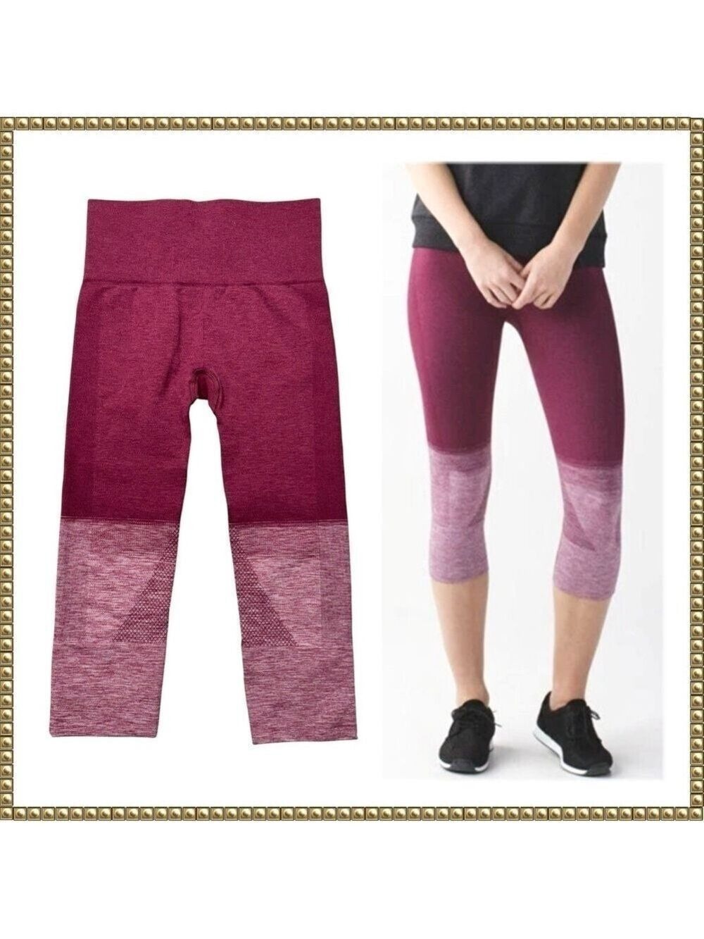Lululemon Cranberry Ombre Seamless Capri Leggings Size 2